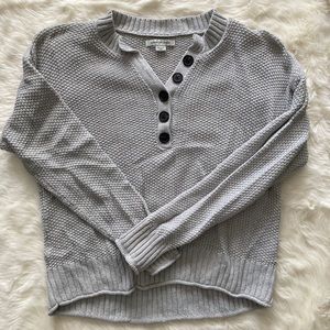 American Eagle Crop Knit Pullover Button Sweater